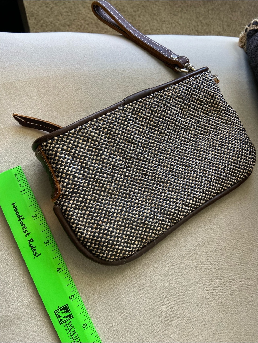 Consuela embroidered floral wristlet pouch leather trim leopard inside Retired - Picture 7 of 16